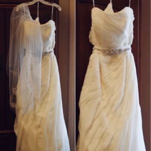 Wedding Dress, Sash, Veil, And Corset
